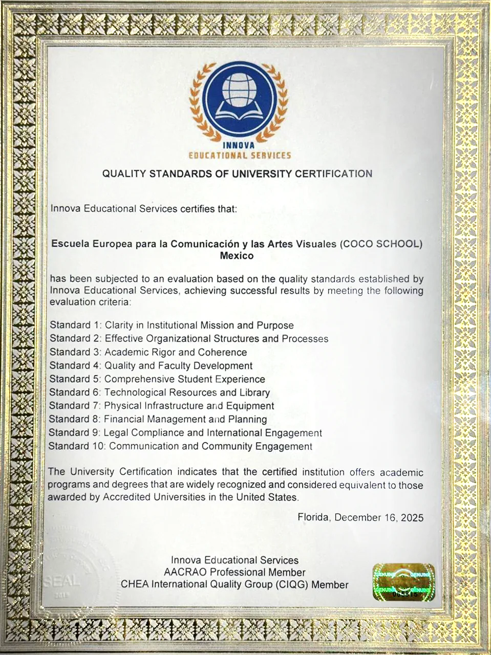 Quality Standards of University Certification